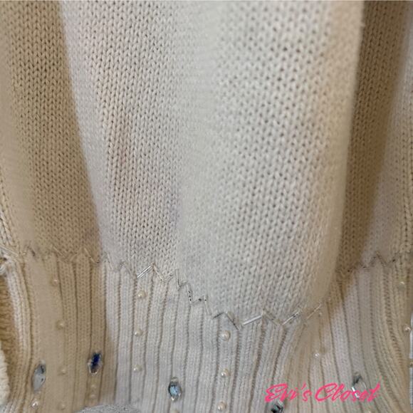 Reference Point Ladies Cream Knitted Sweater Cardigan With Beads Size 2X - Picture 7 of 16